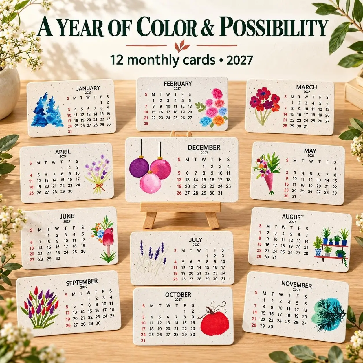 2027 Environmental Friendly Seed Planting Calendar with Hanging Bracket and Date Tracking Function - A Thoughtful Gardening Gift