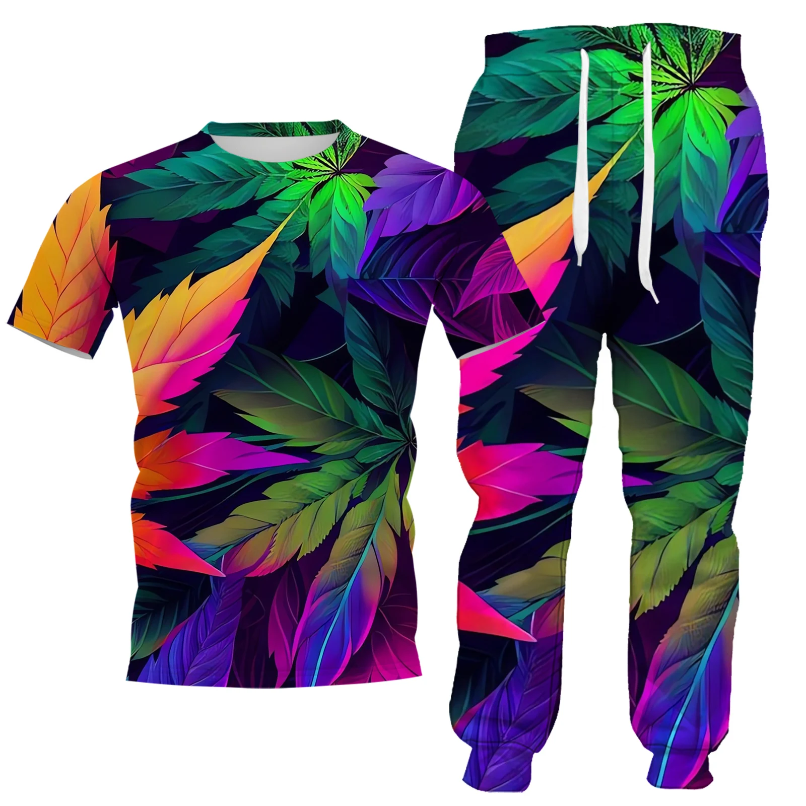 HX Fashion Mens Clothing Sets Leaves Weeds 3D Printed Vest T-shirts Shorts Sweatshirts Hoodies Pants Women Clothing Dropshipping