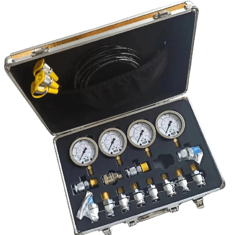 Excavator Construction Machinery 4 Gauge Hydraulic Pressure Gauge Set Diagnostic Tool Excavator Gauge Hydraulic Parts