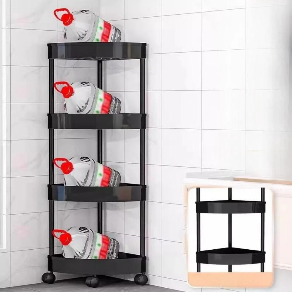 Kitchen Corner Shelves Gap Storage Rack Cosmetic Organization Holder and Storage Corner Rack 3/4/5 Tier Bathroom Rolling Trolley