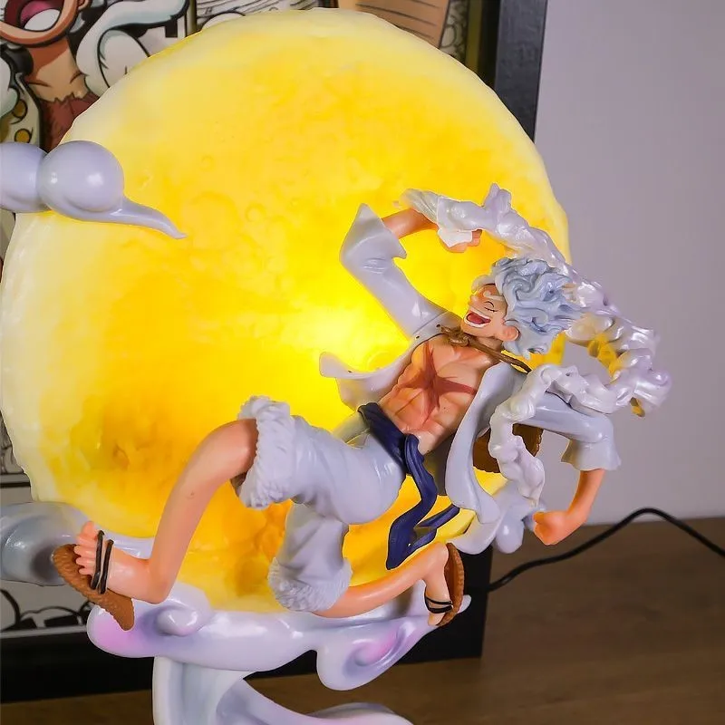 One Piece Gear 5 Nika Luffy Moon Jump Figure Glow Night Light Model مجموعة كاملة من الهدايا