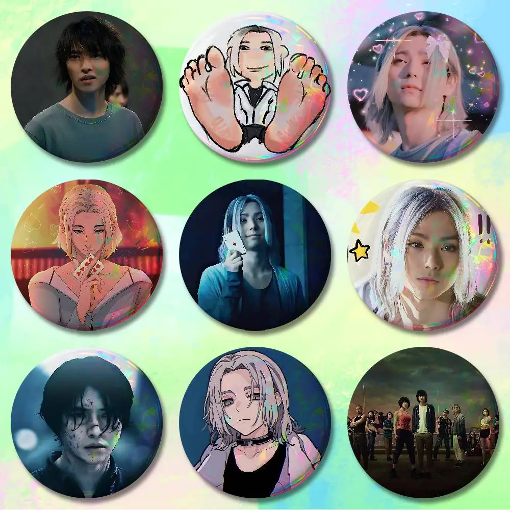 Chishiya A-Alice B-Borderland Badges 25 32 44 58 75 mm Round Cosplay Pin Bag Decor Fans Collect Friends Gifts Brooch Souvenir
