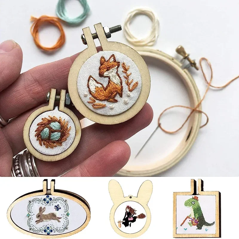 DIY Embroidery Hoop Fixed Frame Mini Creative Cross Stitch Sewing Handmade Pendant Crafts Tool Sewing Art Beginner Tools