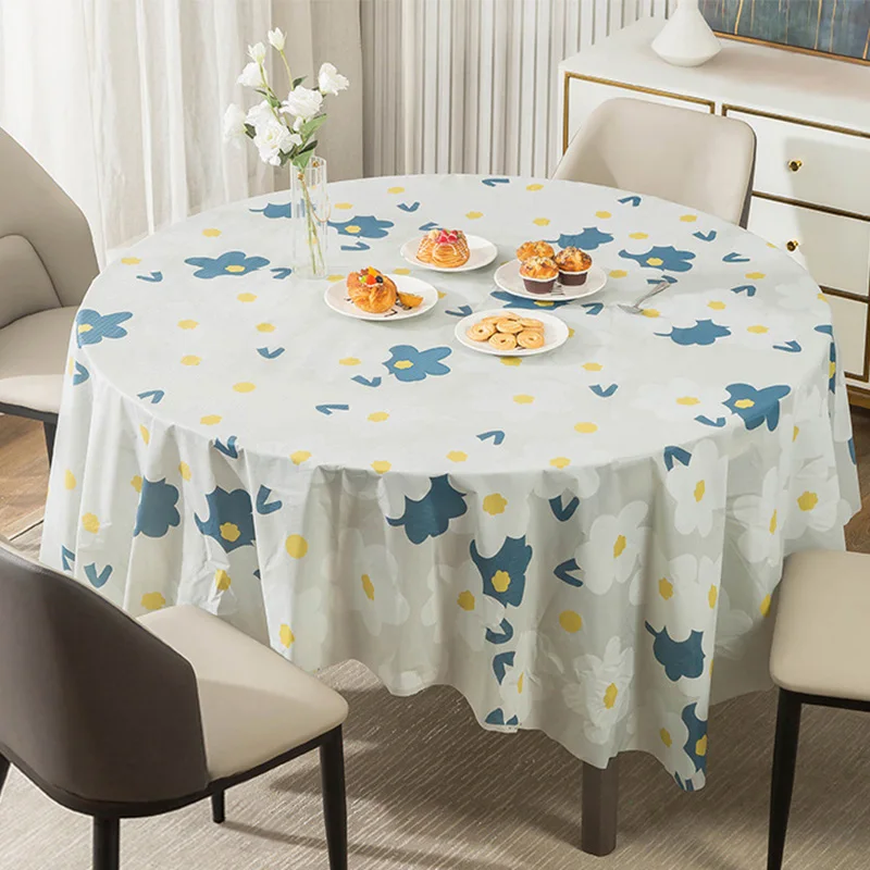 180*180Cm Disposable Tablecloth Round Flower Plant Cartoon Animal Printed Table Cloth Thicken Waterproof Table Cover Party Decor