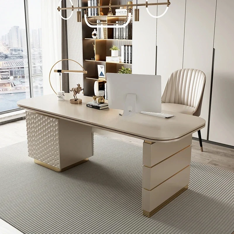 

Italian light luxury desk modern simple computer office study table combination