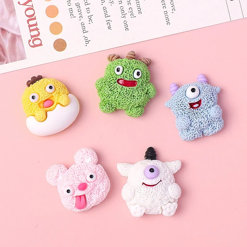 100pcs Kawaii Cartoon Animal Resin Cabochon DIY Accessories for Phone Case Hairpin Keychain Earring Scrapbook Miniature Craft