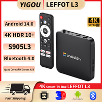 LEFFOT L3 Smart TV Box 2GB 16GB Amlogic S905L3 Android 14.0 4K HD BT Google Voice Remote Media Player Home Android Set Top Box