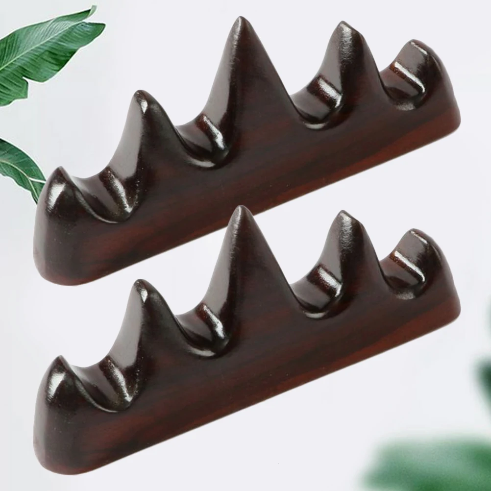 

2 Pcs Wooden Pen Holder Desk Fancy Bob Traditional Calligraphy Brush Rest Ink Rack Chinese Penholder