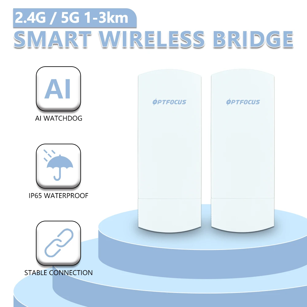 Opt focus 2er Pack 300 MBit/s 3km 14dBi Punkt-zu-Punkt-Funk brücke IP65 Outdoor CPE 2,4g 5GHz WLAN-Verstärker Booster Extender