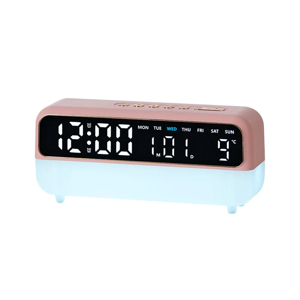 LED Digital Clock with Alarm Function Temperature Display Countdown Timer and Dimmable Ambient Light for Nightstand Home Decor