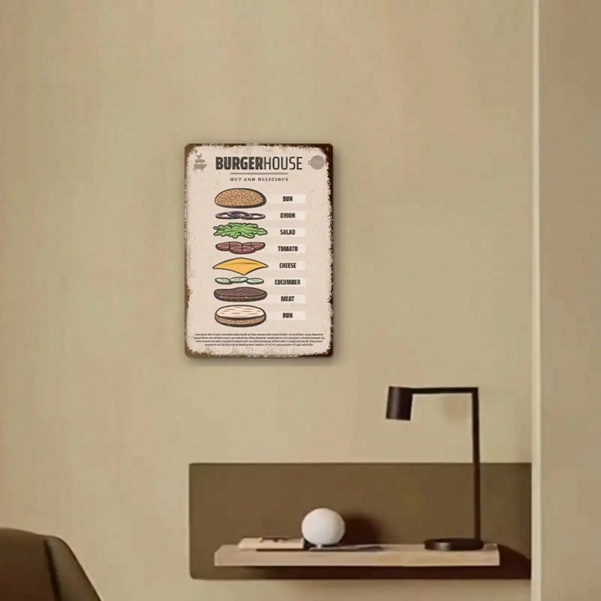 1PC ป้ายดีบุก BBQ Party - การออกแบบเนื้อ/ย่างสําหรับห้องครัว/ตกแต่งสนามหลังบ้าน, retro สนิม, 8x12in/20x30 ซม.