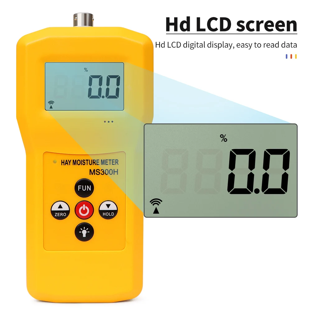 MS300H Portable Hay Moisture Meter for Cereal Straw Bran Forage Grass Leymus Chinensis Testing Fibre 0-80% Water Content Test