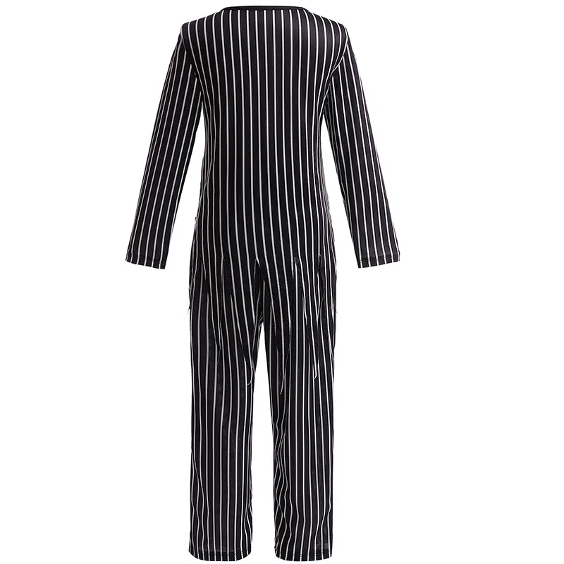 New Children\'s Costumes The Nightmare Before Christmas Skeleton Jack Cosplay Baby Striped Two-Piece Halloween Character Dress Up