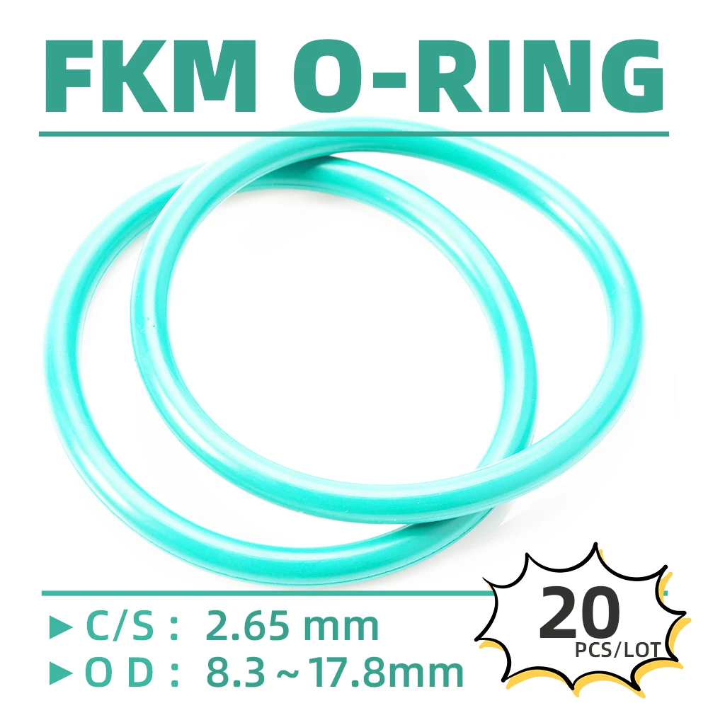 

20PCS/Lot Rubber FKM CS 2.65 mm OD 8.3/9.3/10.3/10.6/10.8/11.1/11.3/12.2/12.4/12.8 mm O Ring Gasket Oil Resistant Waterproof