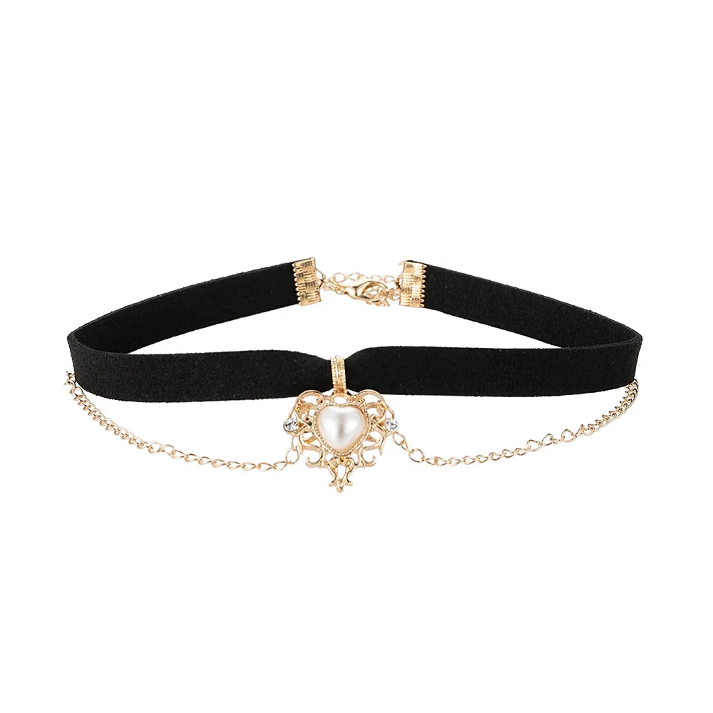 Koreanische Mode Schwarz Leder Samt Halsband Halskette Punk Gothic Schmuck Halsband Vintage Goth Halskette für Frauen Geschenke Collier – Detail 12