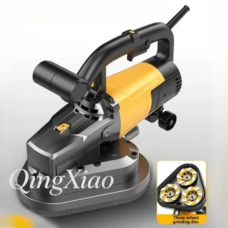 High Efficiency Three Wheel Handheld Grinding Machine with Extension Rod for Wall Putty Polishing Cement Floor Smoothing in Cons