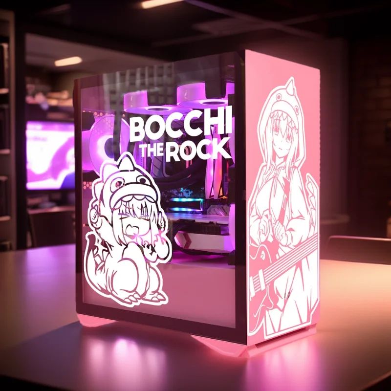 BOCCHI THE ROCK Anime Sticker for PC Case,Personality Cartoon Decor Decals for Atx Computer Chassis Skin,Waterproof