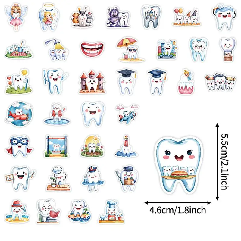 500Pcs/Roll Teeth Protection Stickers 10Pcs Cute Designs Dental Defender Stickers For DIY Decoration Gift Packaging Home Decor