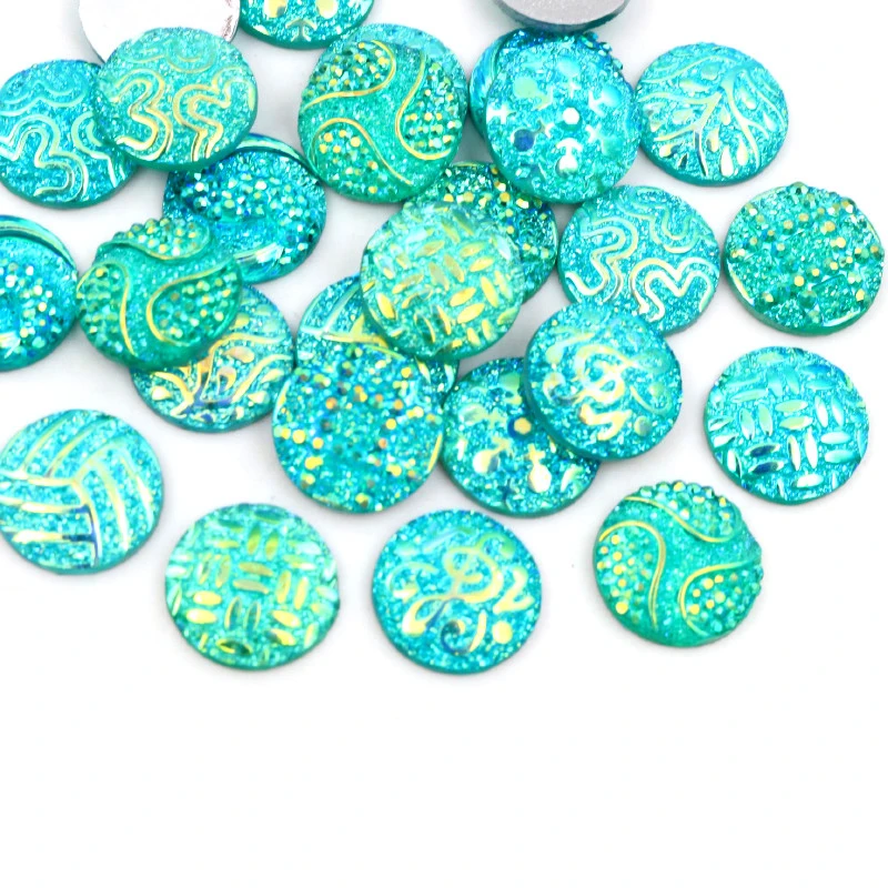 New! 40pcs/Lot 12mm Random Mixed Blue AB Color 12 Fashion Style Flat back Resin Cabochons Fit 12mm Cameo Base Cabochons