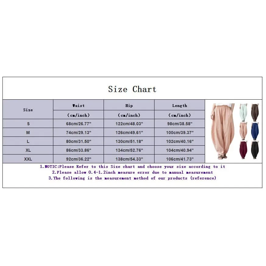 Cotton Linen Wide Leg Pants Loose Fitting Women Casual Cargo Pants Solid Baggy Pants Woman Trousers Streetwear