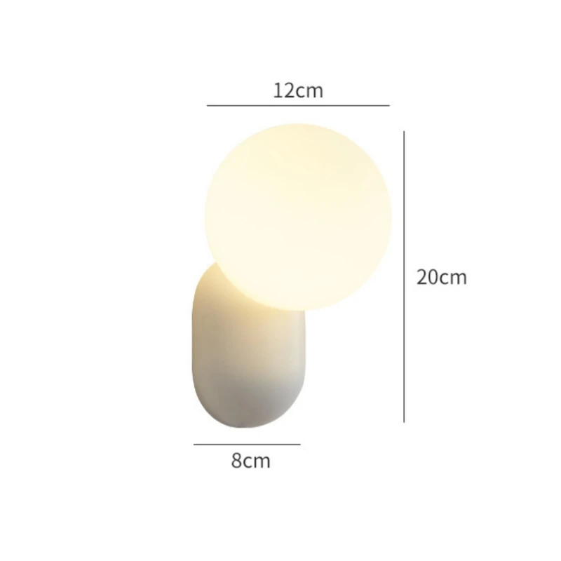 Nordic simplicidade pequena luz de parede quarto lâmpada parede cabeceira do hotel sala estar decorações casa bola creme escurecimento luz led