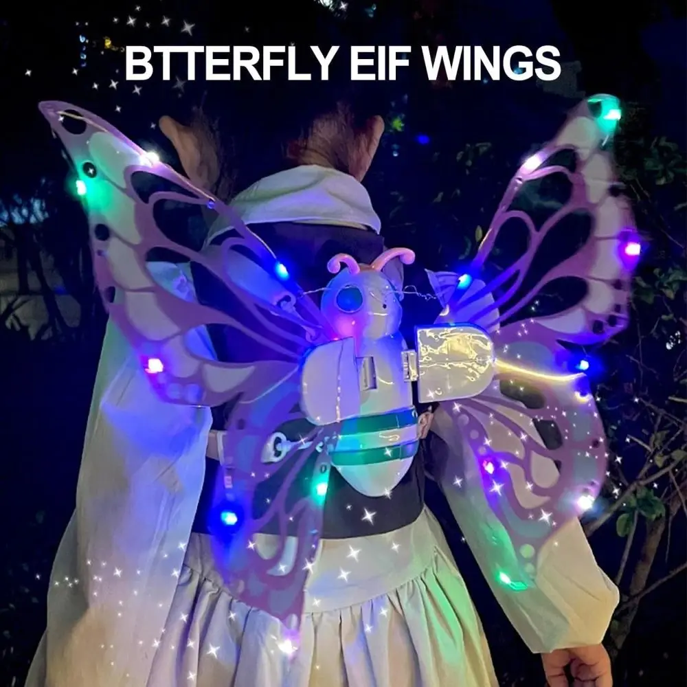 Leuchtende Feenflügel mit LED-Lichtern für Mädchen und Kinder, bewegliche Flügel, funkelndes, leuchtendes Weihnachts-Halloween-Kostüm