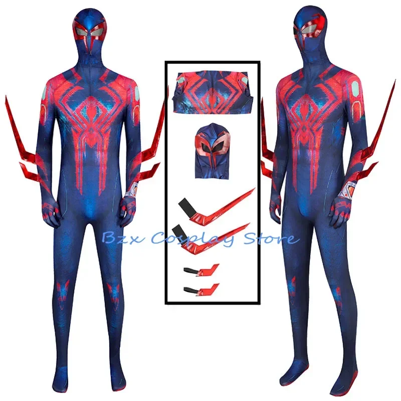 2099 Spider Cosplay Anime Across The Verse Miguel O'Hara Costume Jumpsuit Hero Zentai Bodysuit Halloween Outfit Mask for Adult