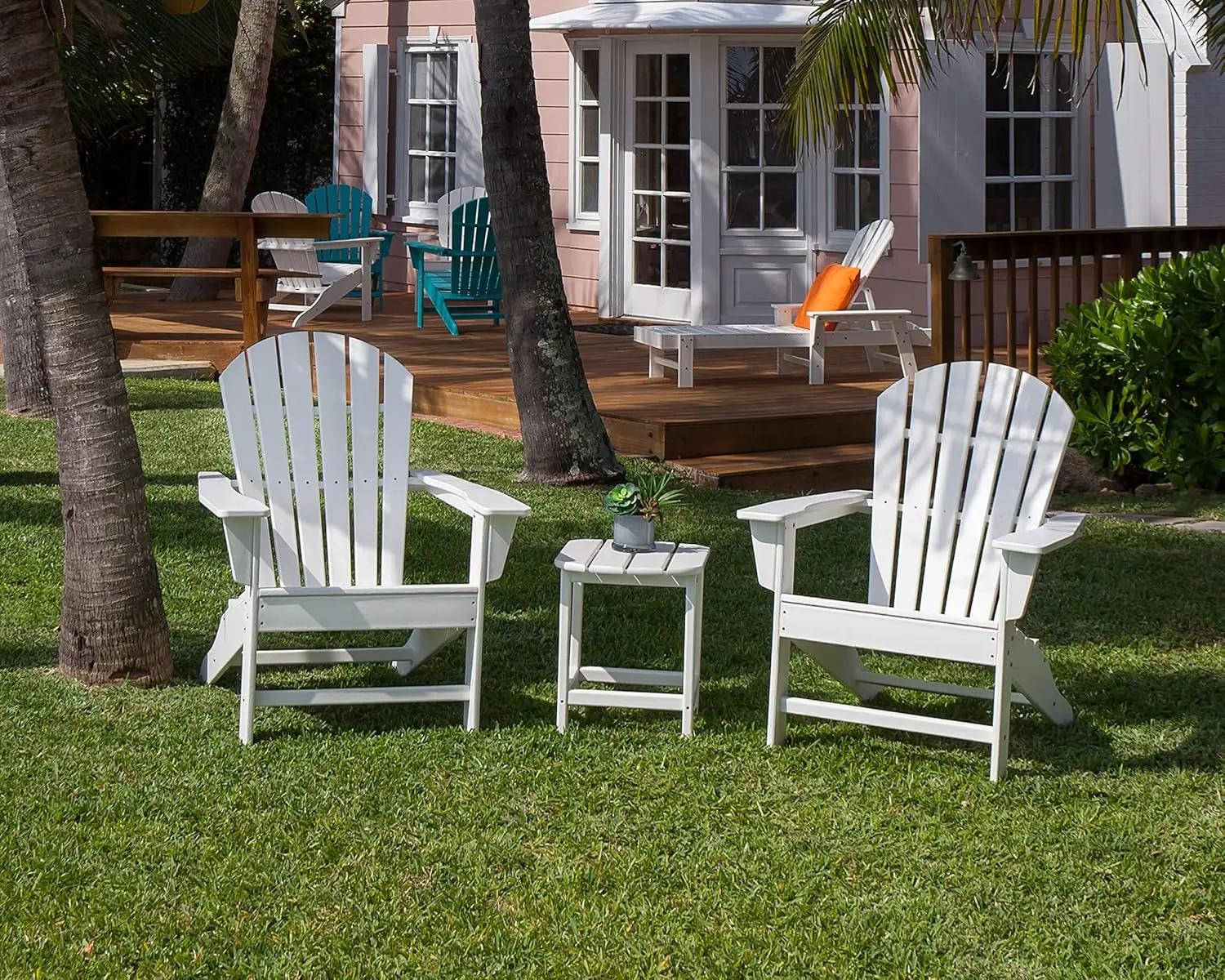 South Beach 3-Piece Adirondack Chair Set with Side Table 58