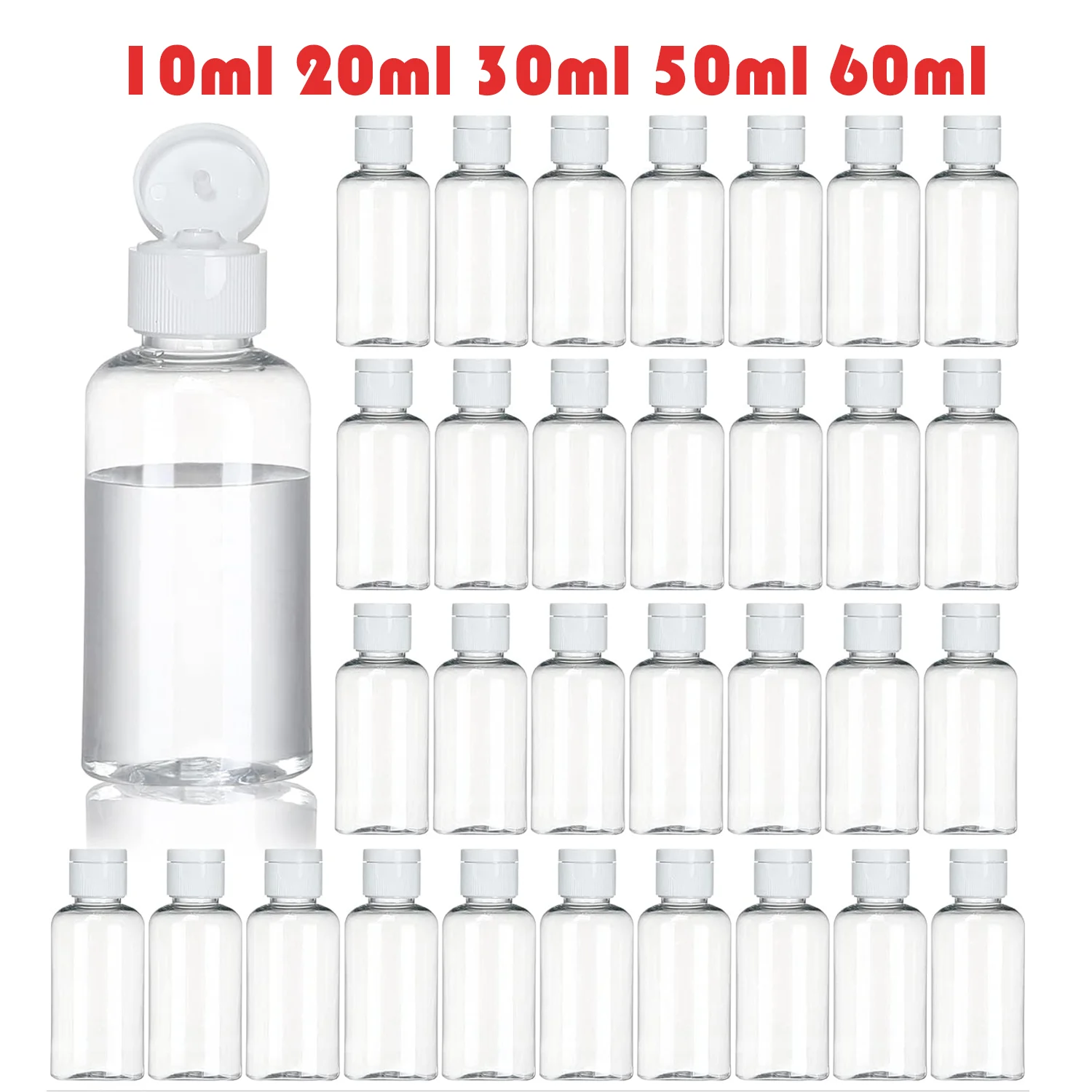 

10/20PCS PET Squeeze Bottles with Flip Cap Hand Sanitizer Bottle Travel Refillable Container for Shampoo Lotion Cream Body Soap