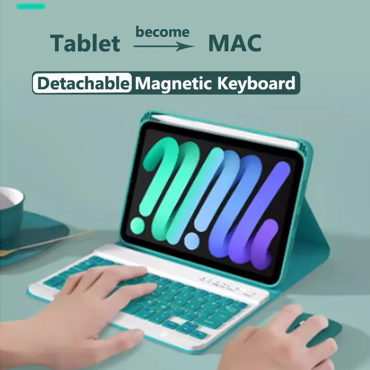 

ASH Bluetooth Keyboard Mouse Case for IPad Mini A17 Pro 7th Gen Mini 2024 Mini7 8.3 Inch Mini6 5 4 3 2 1 Leather Keyboard Cover