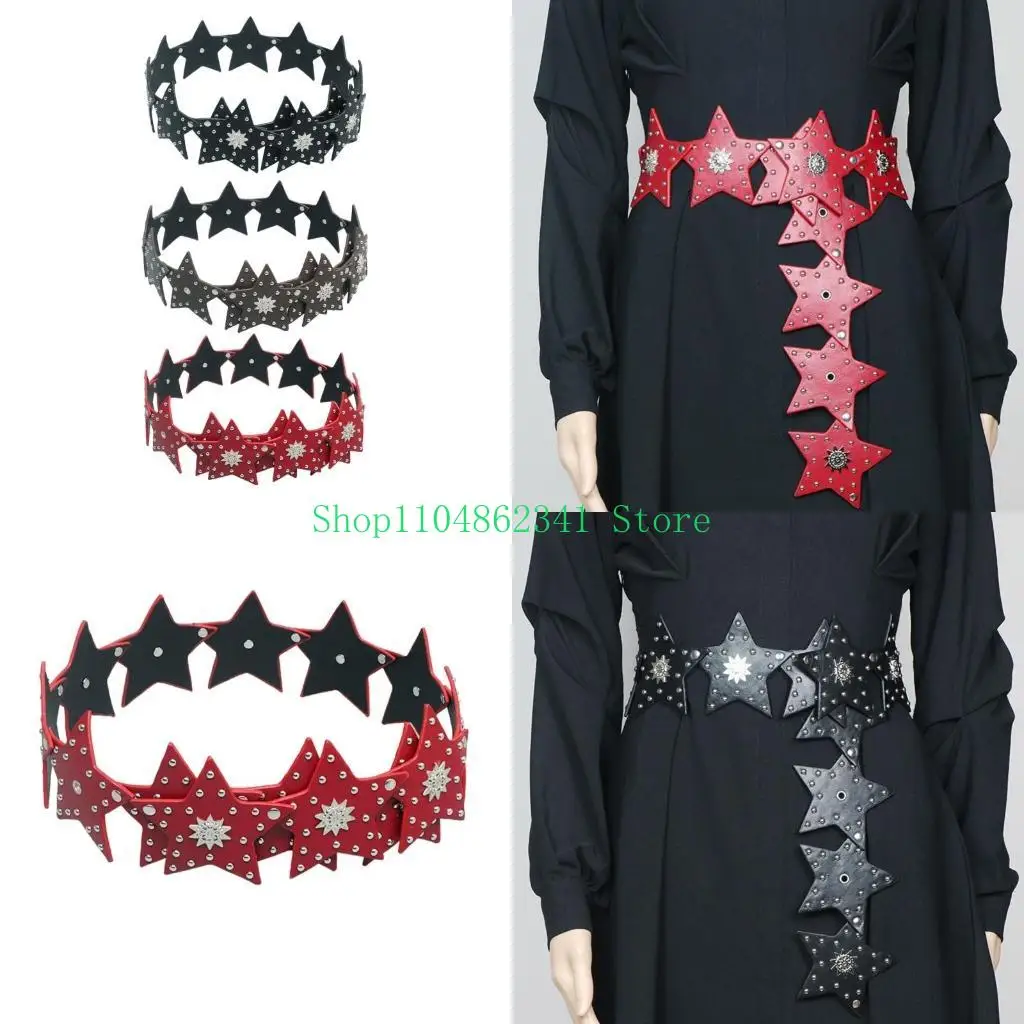 5ASD STAR REMET TAIUS BELT BUDSS Cool Studded Belt Stijlvolle Cowgirl Novelty Belt