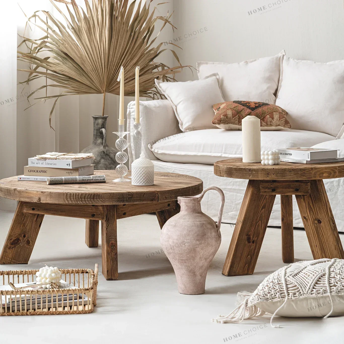 2026 Solid Wood Vintage Round Coffee Tables in Reclaimed Wood Pine Antique Style Natural Colour