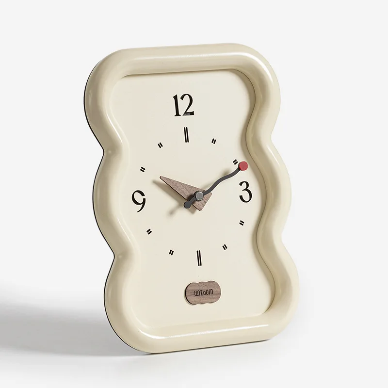 Imagem -06 - Ins Cream Wave Table Clock Desktop Decorativo Silencioso Relógio Oranment de Cabeceira Nórdico para Quarto Escritório Home Decor