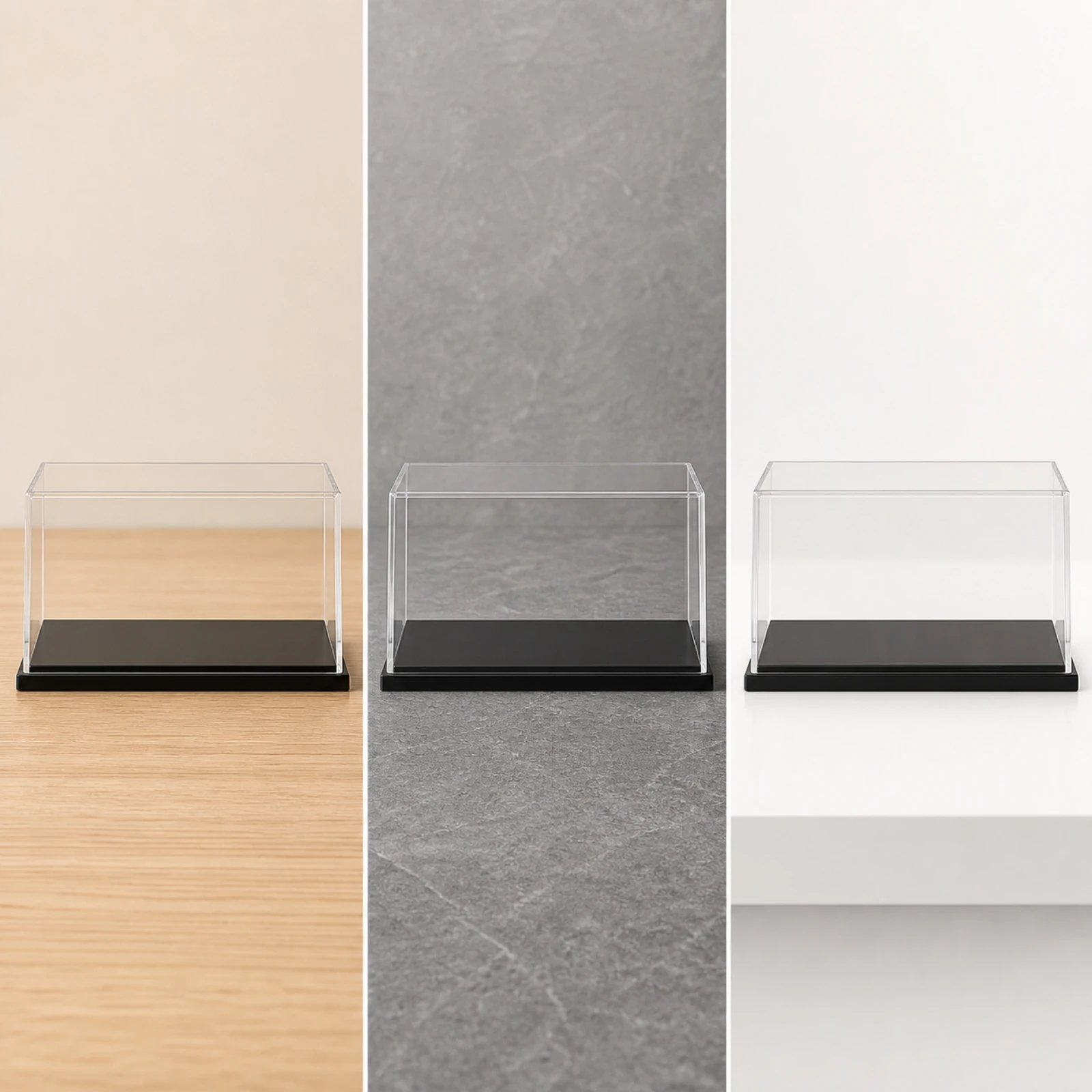 Model Car Display Case No-Assembly Model Car Case with Black Base Acrylic Display Box Transparent Protective for Collectors