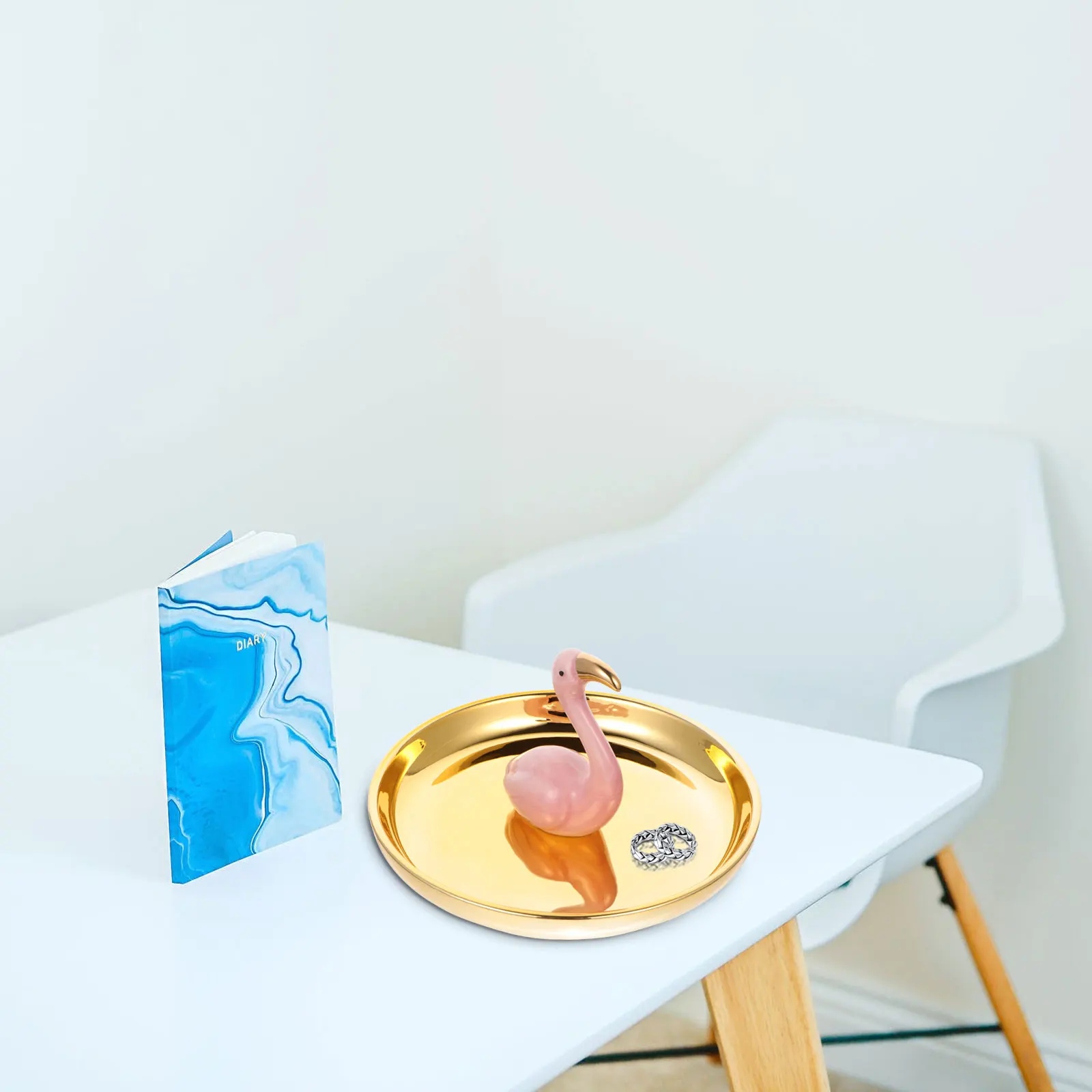 

Flamingo Jewelry Tray Ring Trinket Dish Jewellery Earrings Display Storage Box Plate Holder Garnish Ceramics for Miss Trays