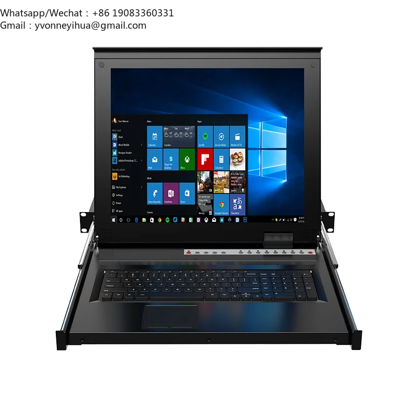 19'' LCD IP KVM Switch 8 Port VGA MT-VIKI 1U Rack KVM Drawer Console, LED KVM Switch Over Remote IP