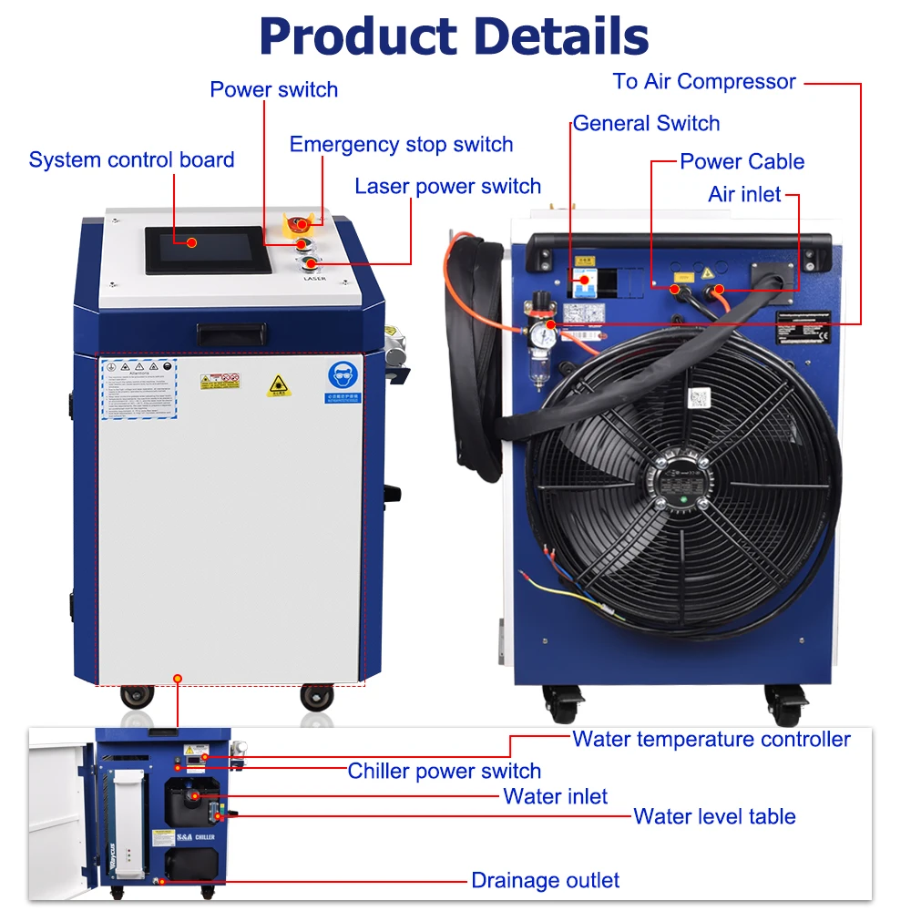 Raycus 3000W Laser Cleaning Machine Rust Removal Cleaning Oil Paint for Metal Cleaning Width 300MM 1500W 2000W Laser Cleaner