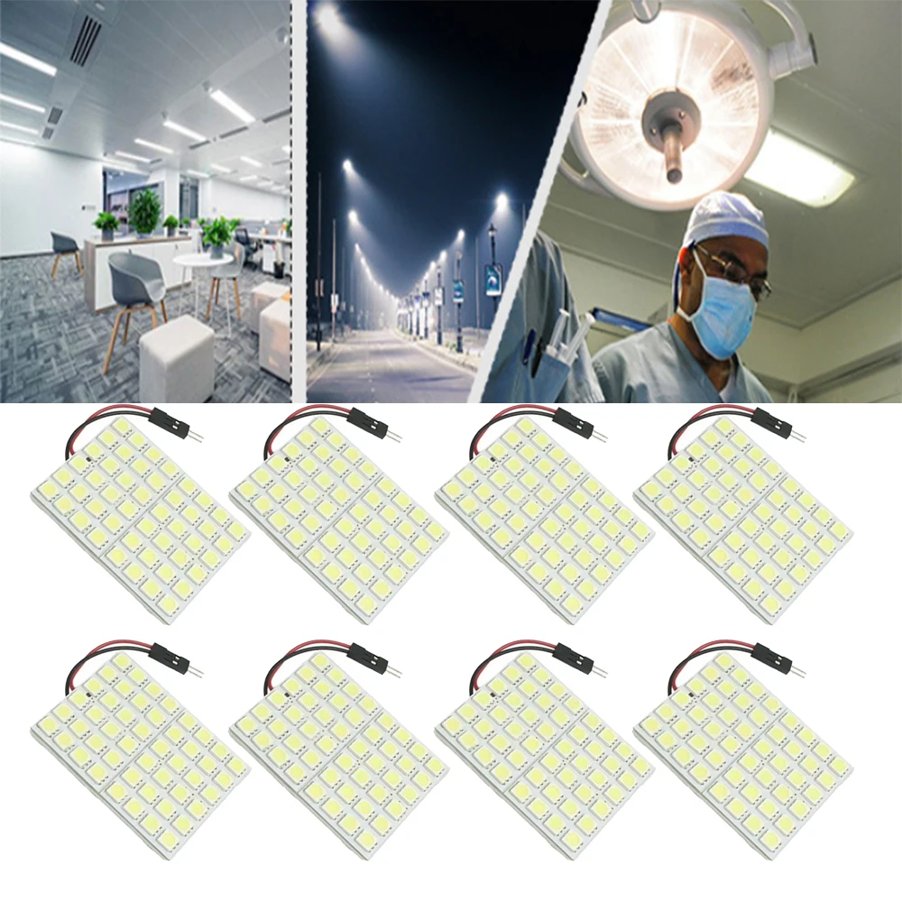 

8pcs Auto Panel light Car Reading Dome Trunk lamp bulb LED Lighting Panel 48SMD Board Lamp 7000K LED