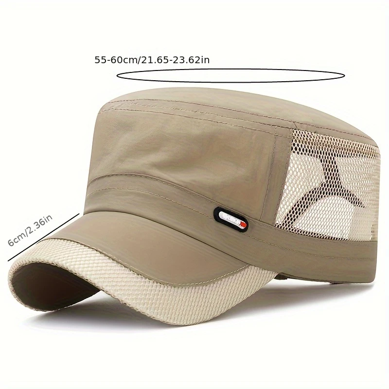 Summer New Quick-Dry Hat Men Spring Autumn Shading Spliced Mesh Breathable UV Protection Flat Cap Outdoor Hiking Hat Adjustable