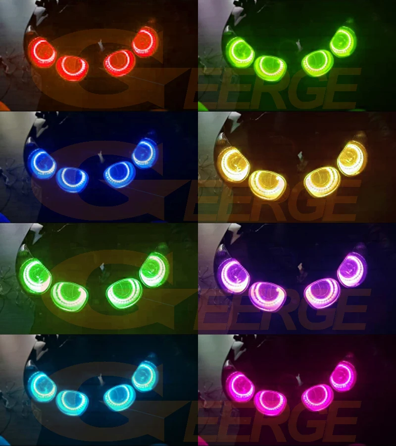 For Kawasaki Ninja ZX14 Zx14r ZZR1400 2006 - 2018 Bluetooth-Compatible APP Multi-Color Ultra Bright RGB LED Angel Eyes Kit