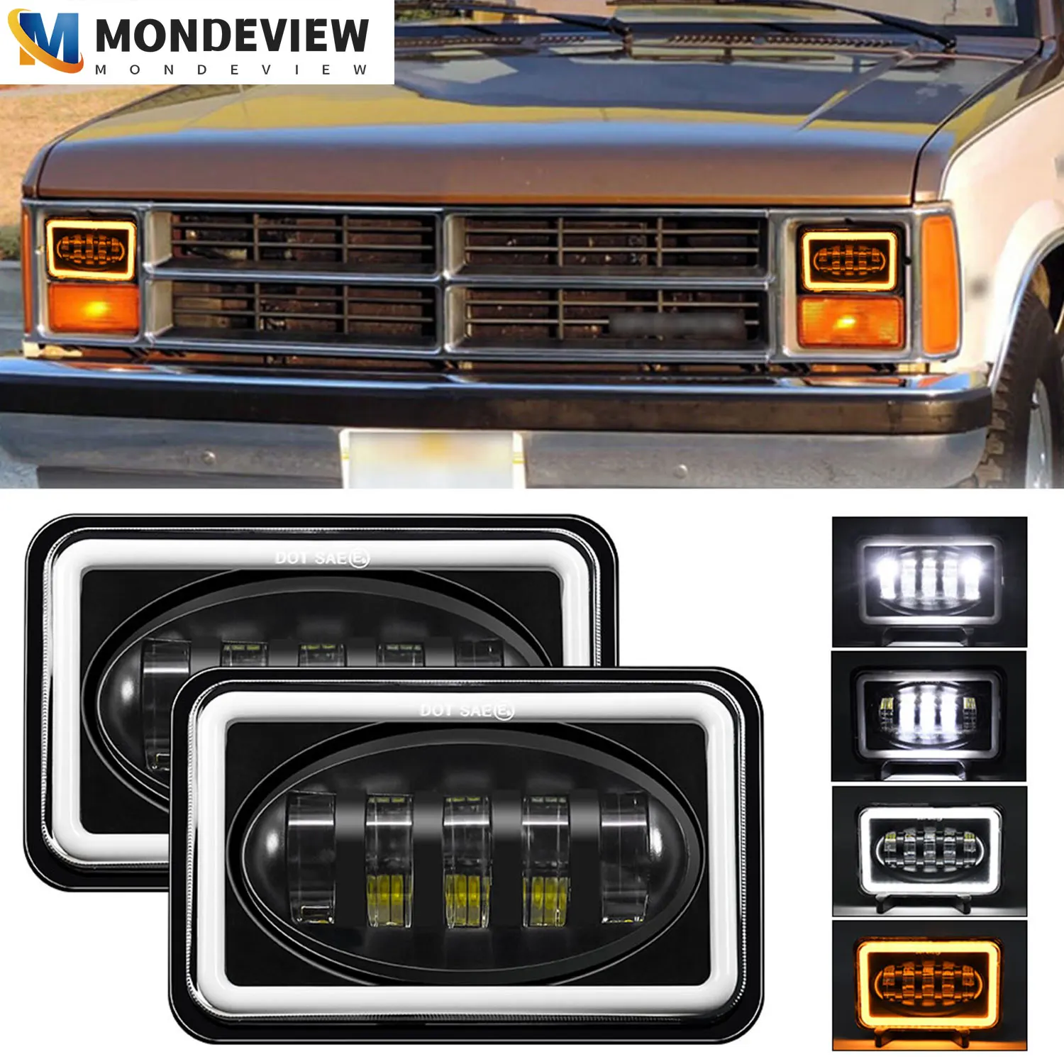 MONDEVIEW 5-inch Wrangler Angel Eye Headlights 18000LM 6000K 280W Running Lights Suitable for GMC Truck  Motorcycle Oldsmobile