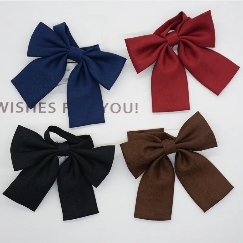 JK Ties For Women Solid Color Fine Striped Pattern Bowtie Black Brown Butterfly College Student Uniform Shirt Collar Accessories