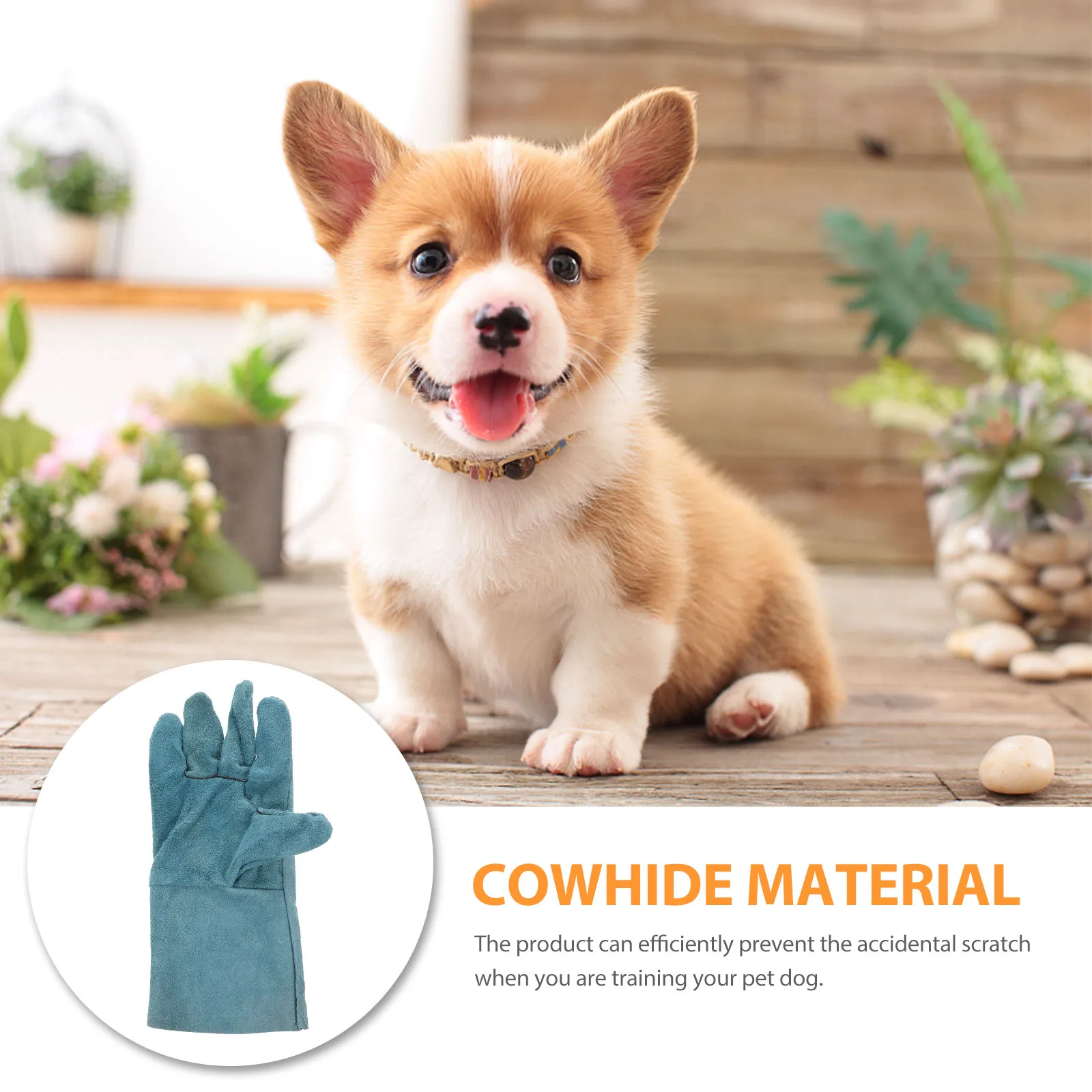 1Pair Anti-Bite Dog Gloves Premium Cowhide Pet Handling Gloves Thicken Protection Flexible Five-Finger Design for Training