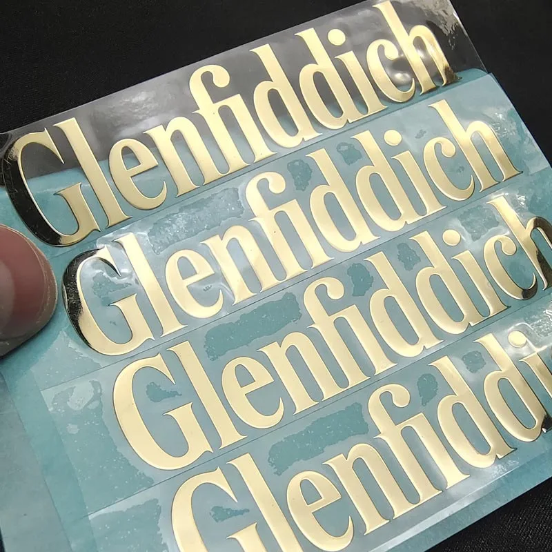 50Pcs A lot Custom Transfer Sticker 3D Gold Metal logo Personalized DTF print Crystal label Waterproof decal foil hollow UV DIY