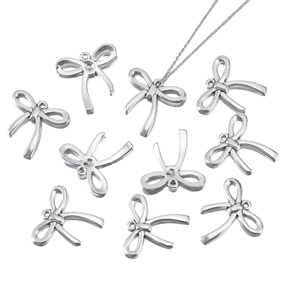 

20pcs Antique Silver Color Bow Retro Pendant For DIY Necklace Pendant Accessories Handmade Earrings Clothing Decoration Material
