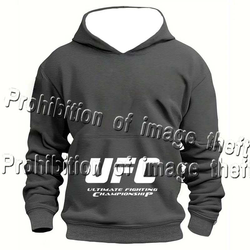

Мужская спортивная толстовка с капюшоном, UFC Fighting, осенне-зимний хит продаж, толстовка с длинными рукавами, тонкая бархатная свободная версия большого размера