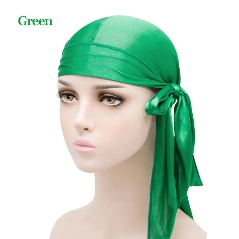 Unisex Turban Modische Kopfbedeckung Mütze Bandana Seidiger Langer Schleier Durag Piratenhut Damen Herren Kopfbedeckung Kappen Hijab Haaraccessoires – Detail 9