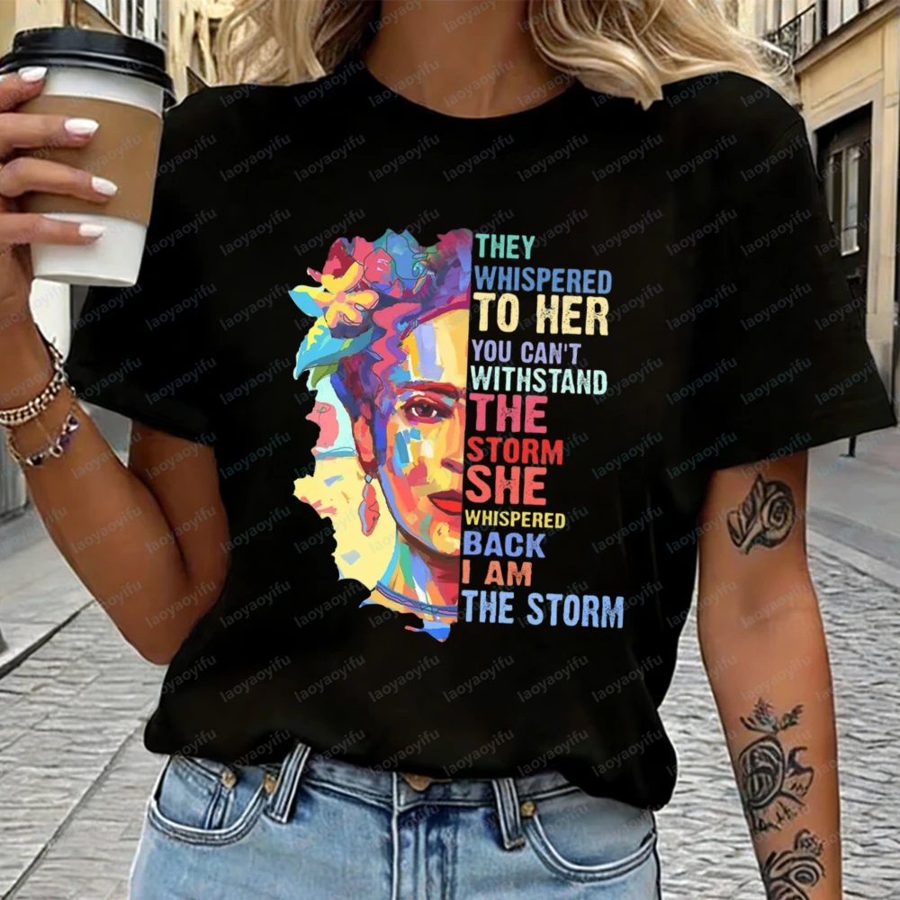 

Frida Lover Tee Colorful Frida Portrait Printed T-shirt Strong Woman Casual Style Cotton Tops Mexican Art Feminism Women Clothes