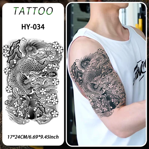 Flying Dragon Waterproof Temporary Tattoo Sticker, Long-lasting Waterproof for 1-2 Weeks, Realistic Semi-Permanent Fake Tattoo