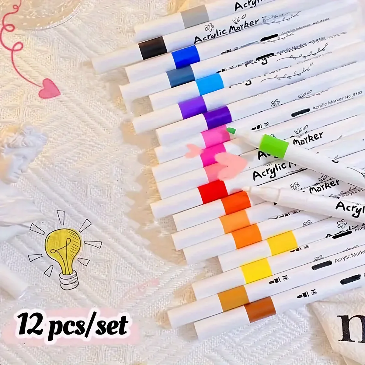 12Colors Acrylic Markers, Painting Tools Set, Perfect For Decoration, Random Colors